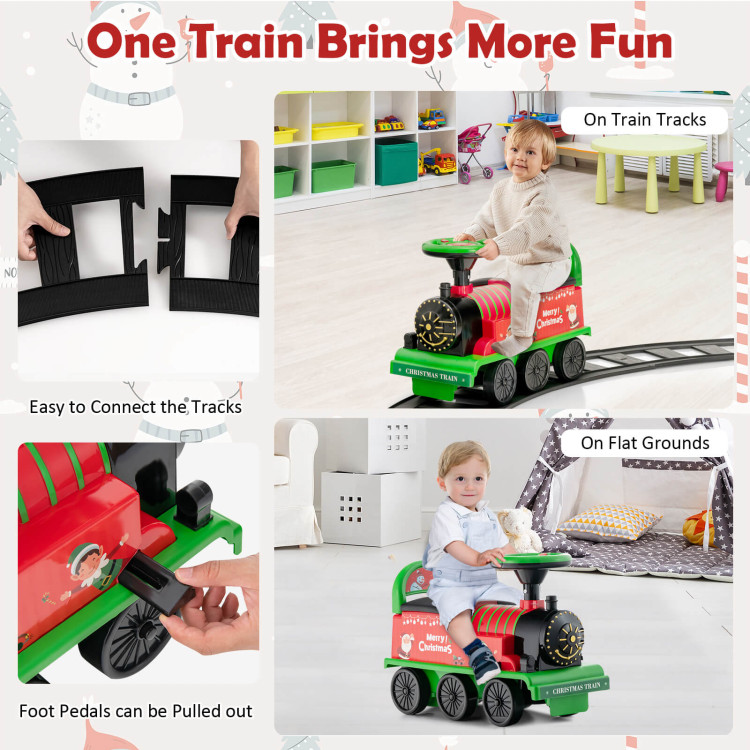 6V Electric Kids Ride On Car Toy Train with 16 Pieces Tracks - Costway